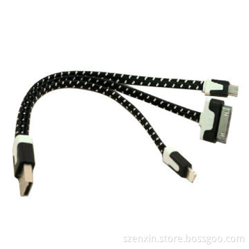 Fabric multifunction 3-in-1 charging cable